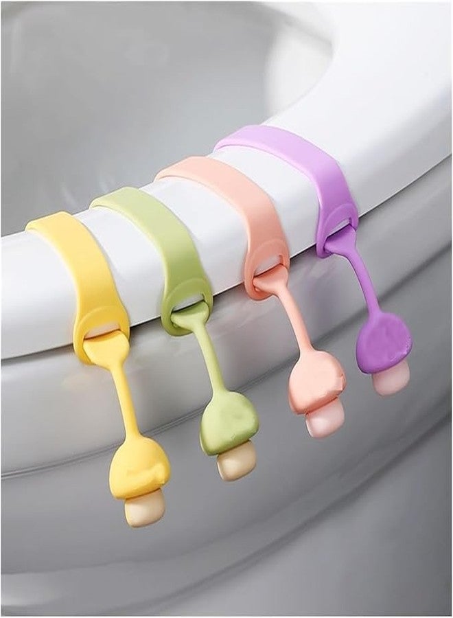 Newvent® 4Pcs Silicone Toilet Seat Cover Lifter | Self-Adhesive Toilet Seat Holder For Bathroom Accessories | Toilet Seat Cover Sport Lifter Clip (Multicolor) - Image 1